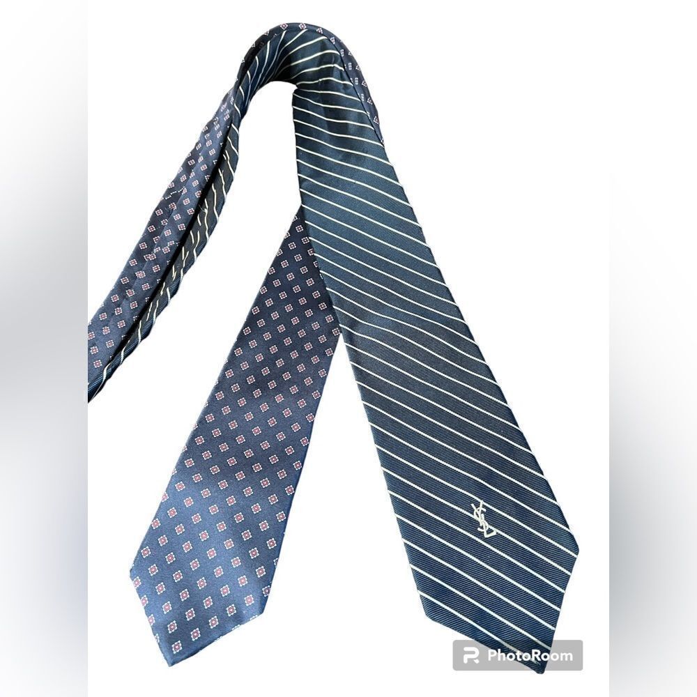 Yves Saint Laurent 100% silk set of two neckwear ties
